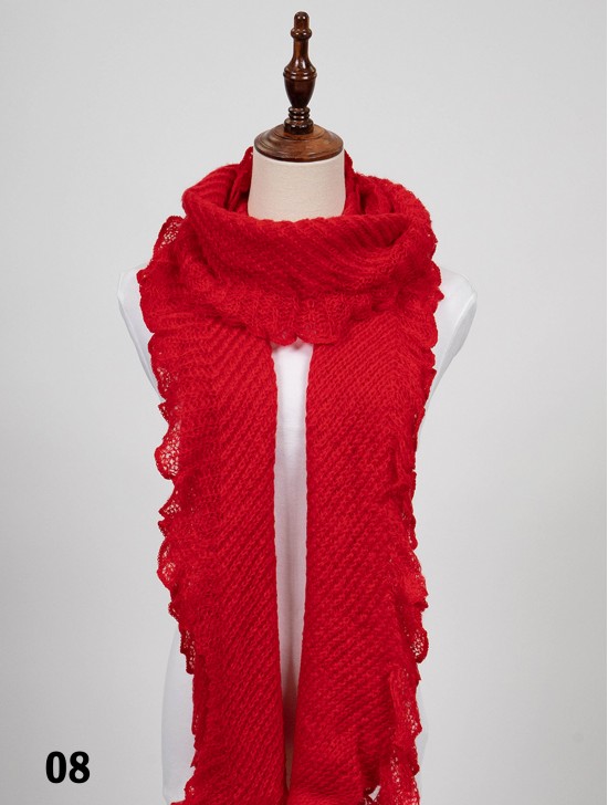 Long Knitted Ruffle Scarf